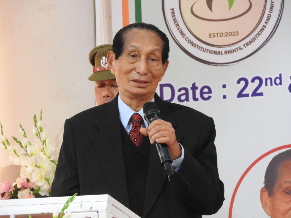 Dr SC Jamir at the youth conclave of the Linguistic Minority Forum of Nagaland in Dimapur on February 22. (Morung Photo)